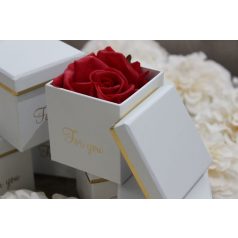 Kocka díszdoboz - Fehér - 8 cm