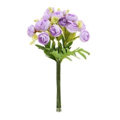Selyemvirág boglárka csokor - Lila - 32 cm 
