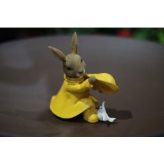 Húsvéti nyuszi sárga kalapos - 13 cm - Raktáron