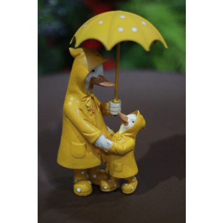 Sárgaruhás kacsák esernyővel - 14 cm