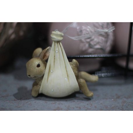 Felfüggeszthető dekor nyulacska - Krém - 8 cm - Raktáron
