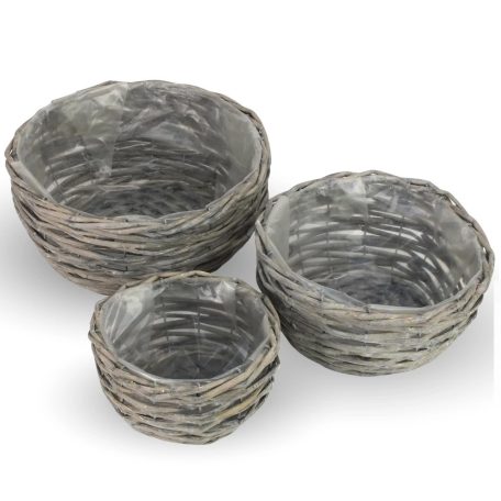 Kerek vessző fonott tál - 3 db-os szett  