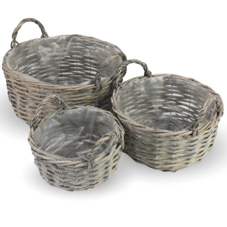 Kerek vessző fonott füles tál - 3 db-os szett 