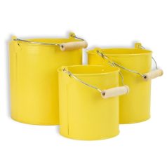   Fém dekorációs csöbör - Pasztell sárga - 3 db/-os szett