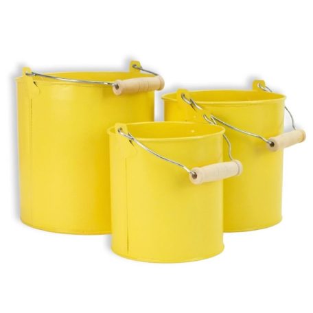 Fém dekorációs csöbör - Pasztell sárga - 3 db/-os szett