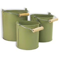 Fém dekorációs csöbör - Pasztell zöld - 3 db-os szett