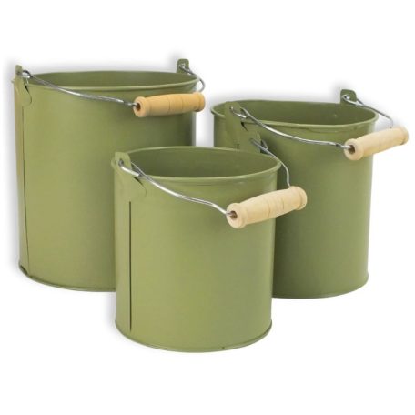 Fém dekorációs csöbör - Pasztell zöld - 3 db-os szett