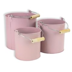 Fém dekorációs csöbör - Rózsaszín - 3 db-os szett