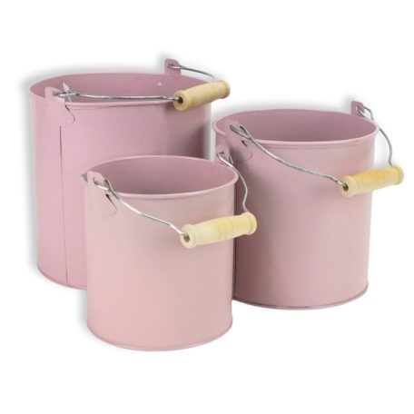 Fém dekorációs csöbör - Rózsaszín - 3 db-os szett