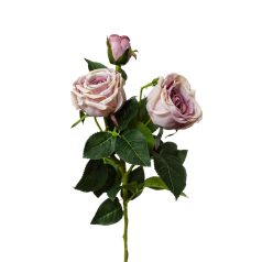 Lila mű háromvirágú rózsa szárral - 73 cm