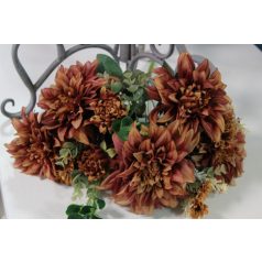 Barna mű dália csokor - 52 cm  