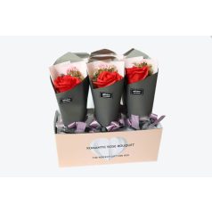 Piros szappan rózsacsokor - 27 cm - 6 db/csomag   