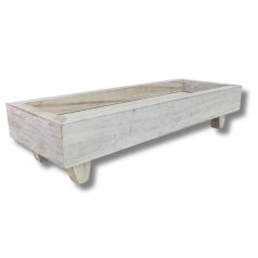 Fa tálca lábon vintage fehér - 32x12 cm