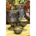 Lila rusztikus gyertyatartó, talapzaton - 16 cm 