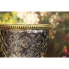 Lila rusztikus gyertyatartó, talapzaton - 16 cm 