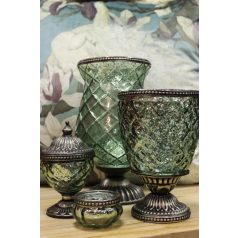 Zöld csésze alakú rusztikus gyertyatartó - 22 cm