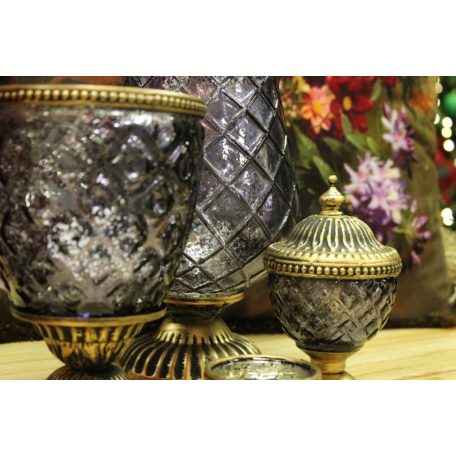 Lila csésze alakú rusztikus gyertyatartó - 22 cm