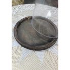Átlátszó üveg kupola, fa tálcán - 29 cm