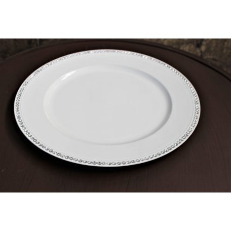 Fehér dekor tálca drágakövekkel - 32 cm