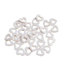 Apró fa dekor szív - Fehér - 2 cm - 36 db/csomag 