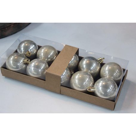 Krémszínű fényes műanyag gömbök - 5 cm - 10 db/csomag