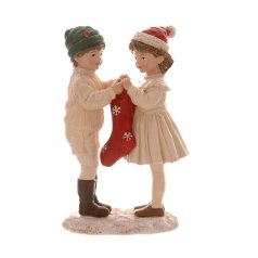 Karácsonyi fiú-lány zoknival - 17 cm