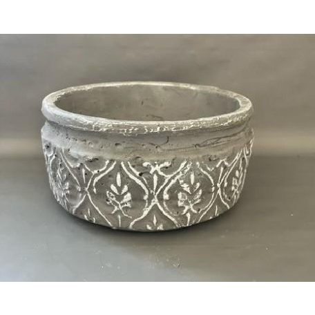 Kaspó beton virág mintás - 17x9 cm 