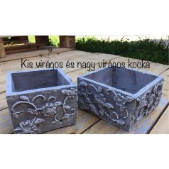 Beton kocka virágos - 12x12x9cm, 15x15x8cm