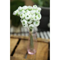 Fehér-zöld mű ázsiai boglárka csokor - 30 cm