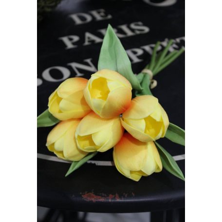 Sárga mű tulipán csokor - 29 cm