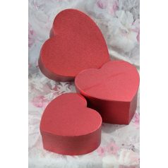   Bordó színű szív alakú szatén flowerbox - 3 db-os szett