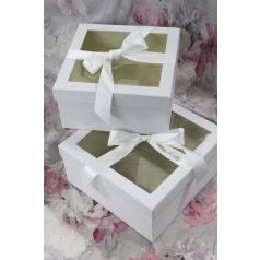 Luxus fehér díszdobozok - 25 cm, 23 cm - 2 db-os szett   