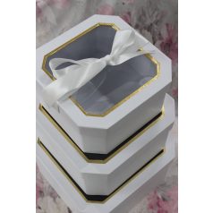 Szögletes fehér díszdobozok - 3 db-os szett