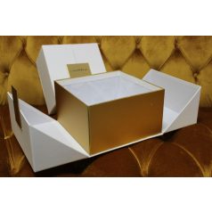   Fehér-arany nyitható Lux díszdobozok - 22 cm, 20 cm - 2 db-os szett