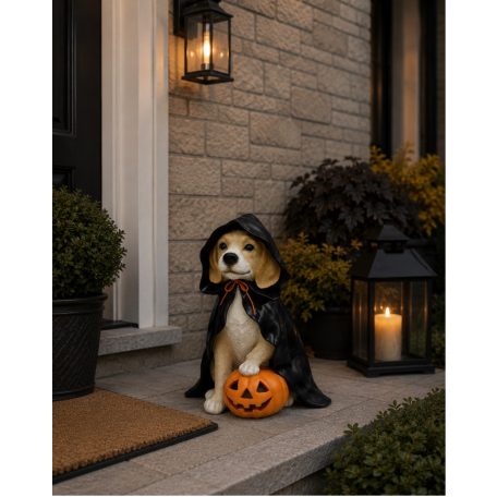 Halloween kutya figura tökkel -  38,7 cm