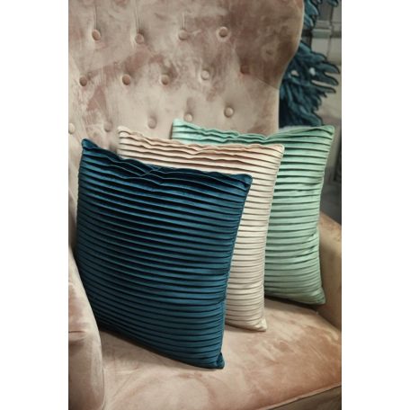 Zöld bársony csíkos dekor párna - 45 cm