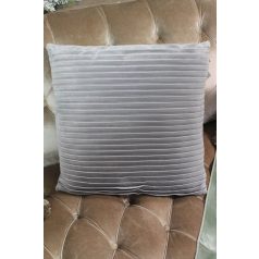 Szürke bársony csíkos dekor párna - 45 cm