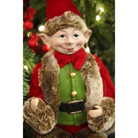 Piros-zöld karácsonyi manó - 40 cm  