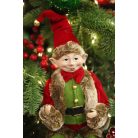 Piros-zöld karácsonyi manó - 40 cm  