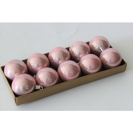 Rózsaszín műanyag karácsonyi gömbök - 5 cm - 10 db-os