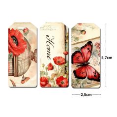 Nyomtatott dekorkarton - Pipacsos biléták - 6 db/csomag