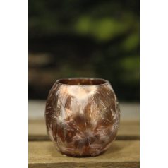 Rézszínű fagyos üveg gyertyatartó - 7 cm 