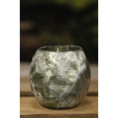 Zöld fagyos üveg gyertyatartó 7 cm 