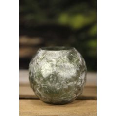 Zöld fagyos üveg gyertyatartó - 9 cm   