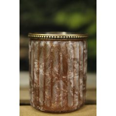 Rézszínű fagyos üveg gyertyatartó - 11 cm   