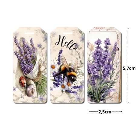 Nyomtatott dekorkarton - Levendulás biléták - 6 db/csomag