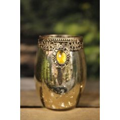 Arany díszes üveg gyertyatartó - 11 cm
