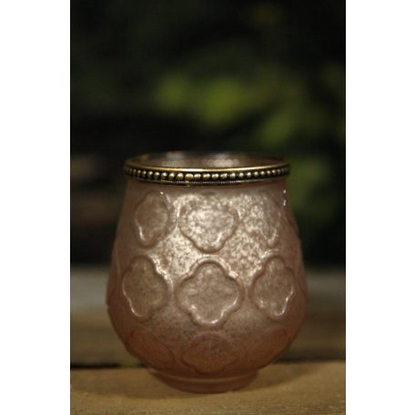 Rózsaszín tejüveg gyertyatartó - 11 cm   