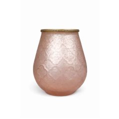 Üveg gyertyatartó - Rózsaszín - 18 cm  