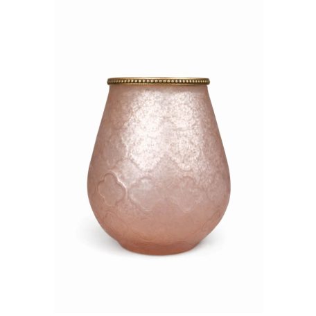 Üveg gyertyatartó - Rózsaszín - 18 cm  